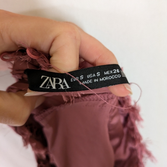 Zara Rose Mauve Pink Sleeveless Ruffle Neck Shirt Size S - Picture 7 of 9